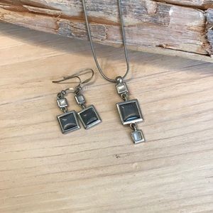 Lia Sophia ‘Oreo’ Necklace & Earrings Set Gray